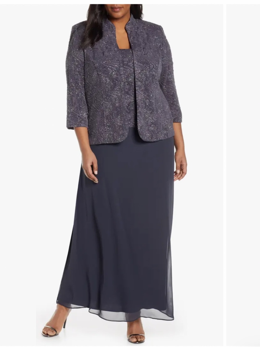Women’s‎ Alex Evening Mock Two-Piece Gown with Jacket in Smoke